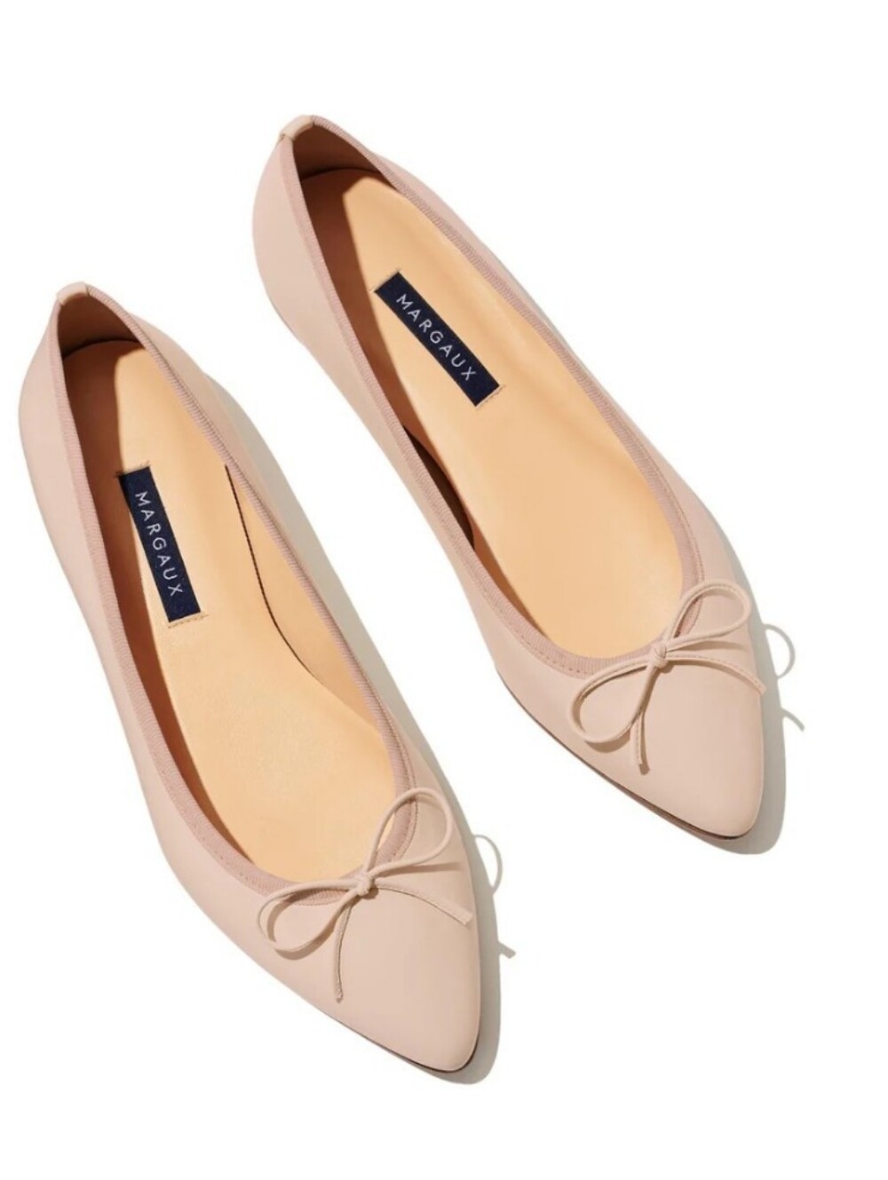 Margaux The Pointe Ballet Flats Blush Nappa Leather Pointed Toe Bow US 5 EU 35 M